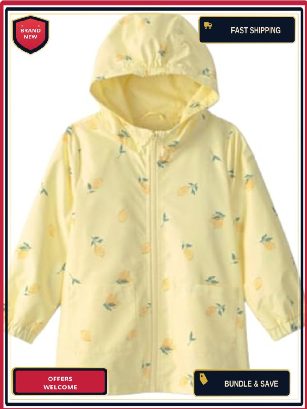 Lightweight Water-Resistant Rain Jacket Girls Kids